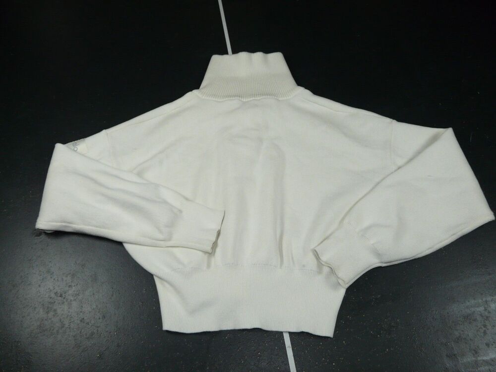 ALO Scholar Knit Cropped Full Zip Jacket Ivory Women's Small Foldable Collar - Picture 6 of 16